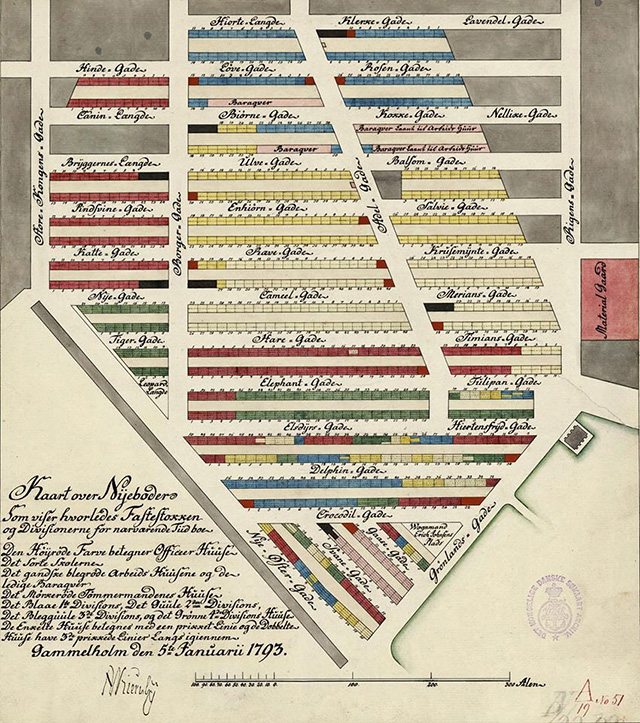 Uppdráttur frá 1793 af Nýbúðahverfinu í Kaupmannahöfn.