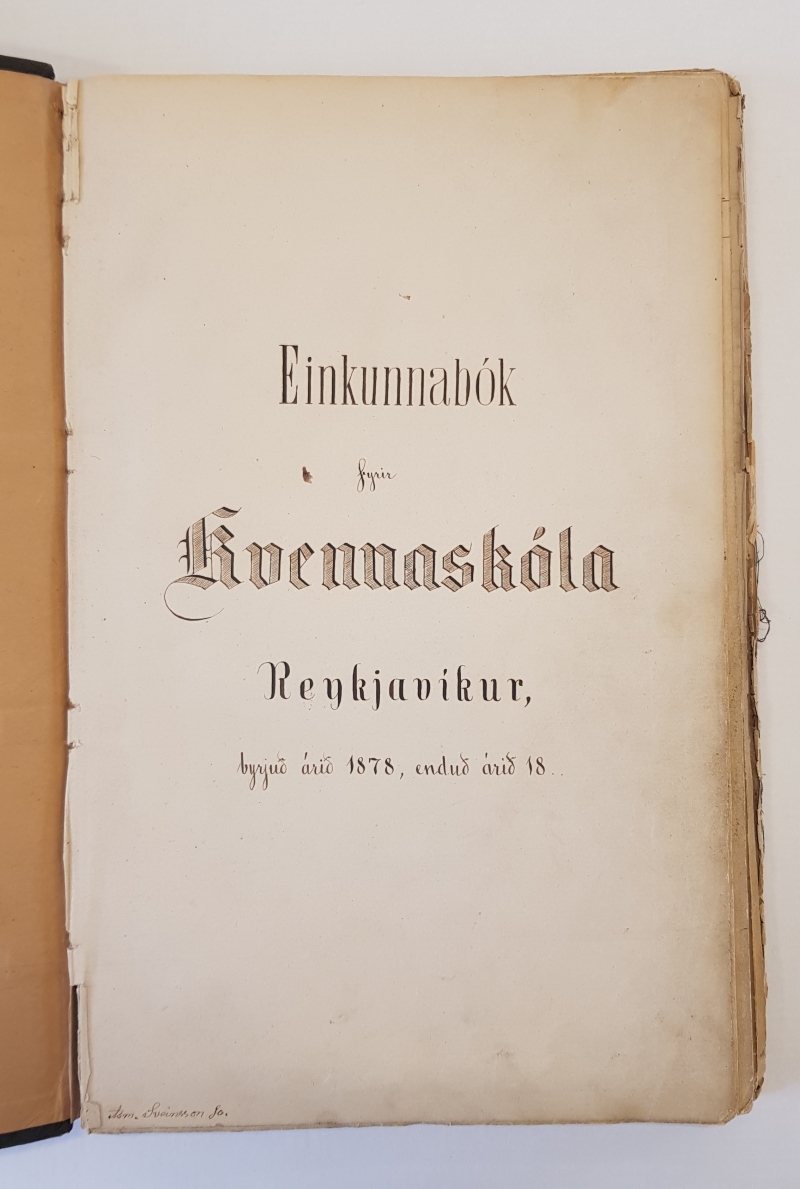 Einkunnabók Kvennaskólans frá 1878-1882.