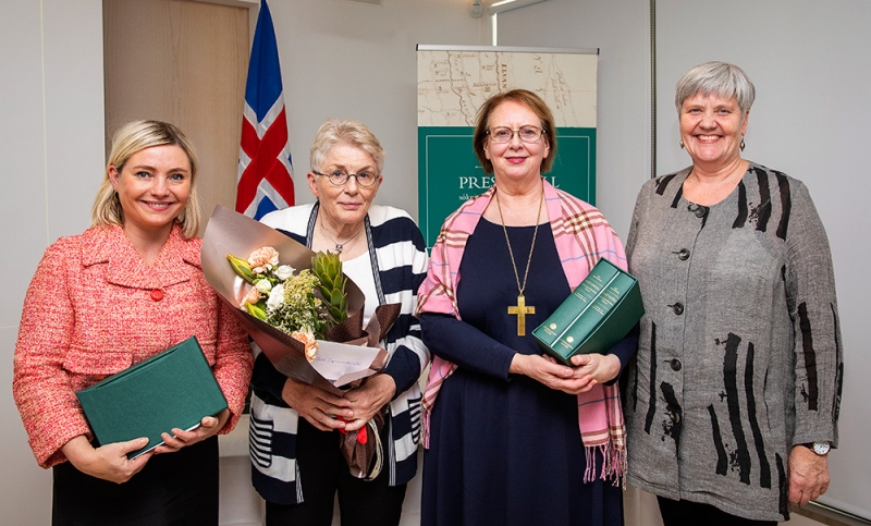 Lilja Alfreðsdóttir mennta- og menningarmálaráðherra, Björk Ingimundardóttir sagnfræðingur, Agnes M. Sigurðardóttir biskup Íslands og Hrefna Róbertsdóttir þjóðskjalavörður.