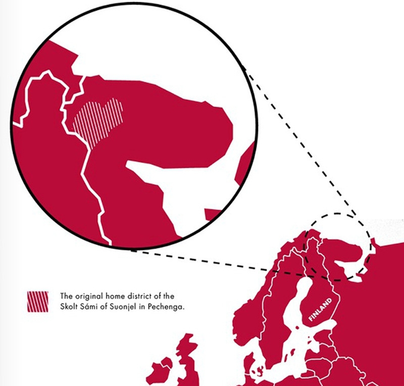 Upphaflegt heimahérað Skolt Sama í Suonjel í Pechenga (Petsamo). Mynd úr bæklingi finnska ríkisskjalasafnsins um þetta einstæða skjalasafn