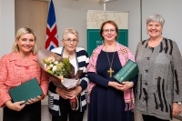 Lilja Alfreðsdóttir mennta- og menningarmálaráðherra, Björk Ingimundardóttir sagnfræðingur, Agnes M. Sigurðardóttir biskup Íslands og Hrefna Róbertsdóttir þjóðskjalavörður.